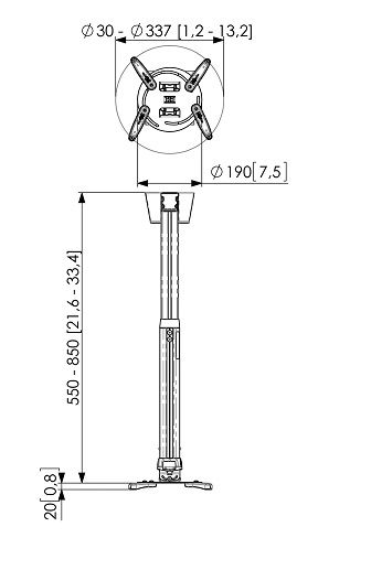 Размеры крепежа Vogel's PPC1555