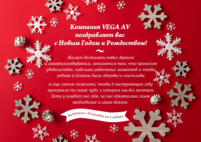 Компания VEGA AV от всей души поздравляет вас с Новым годом и Рождеством!